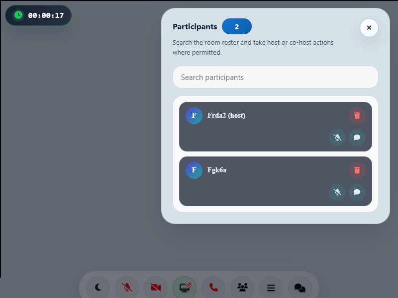 Angular conference participants modal screenshot