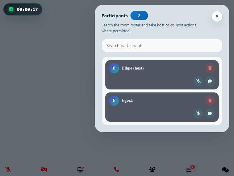 Angular conference participants modal screenshot