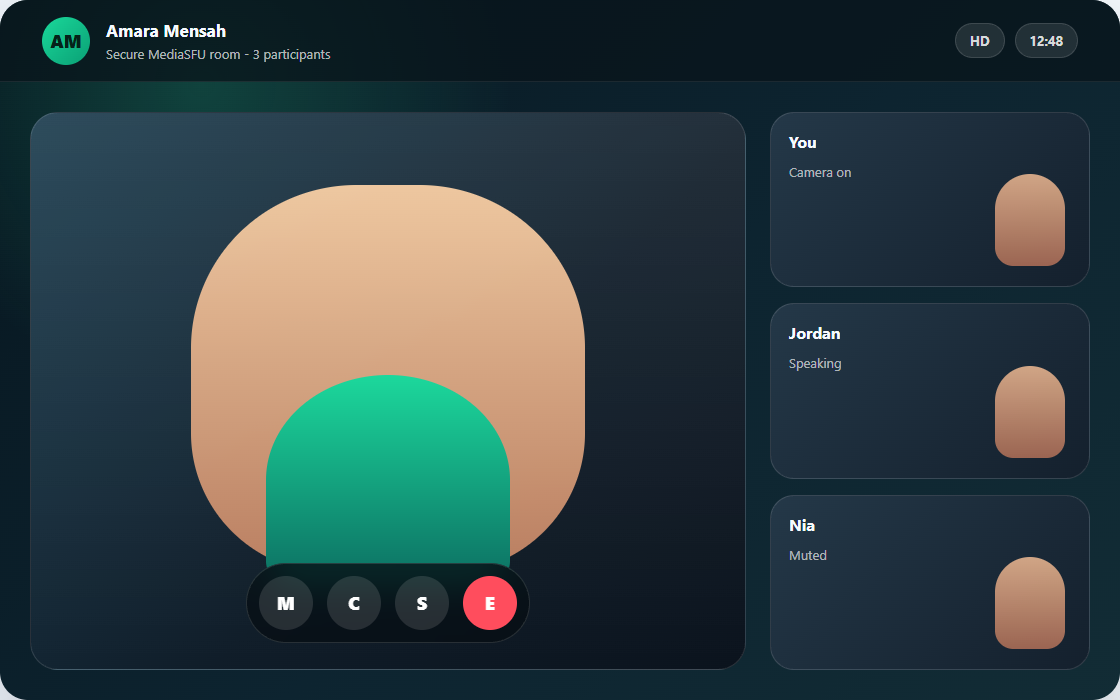 WhatsApp-style MediaSFU call screen preview