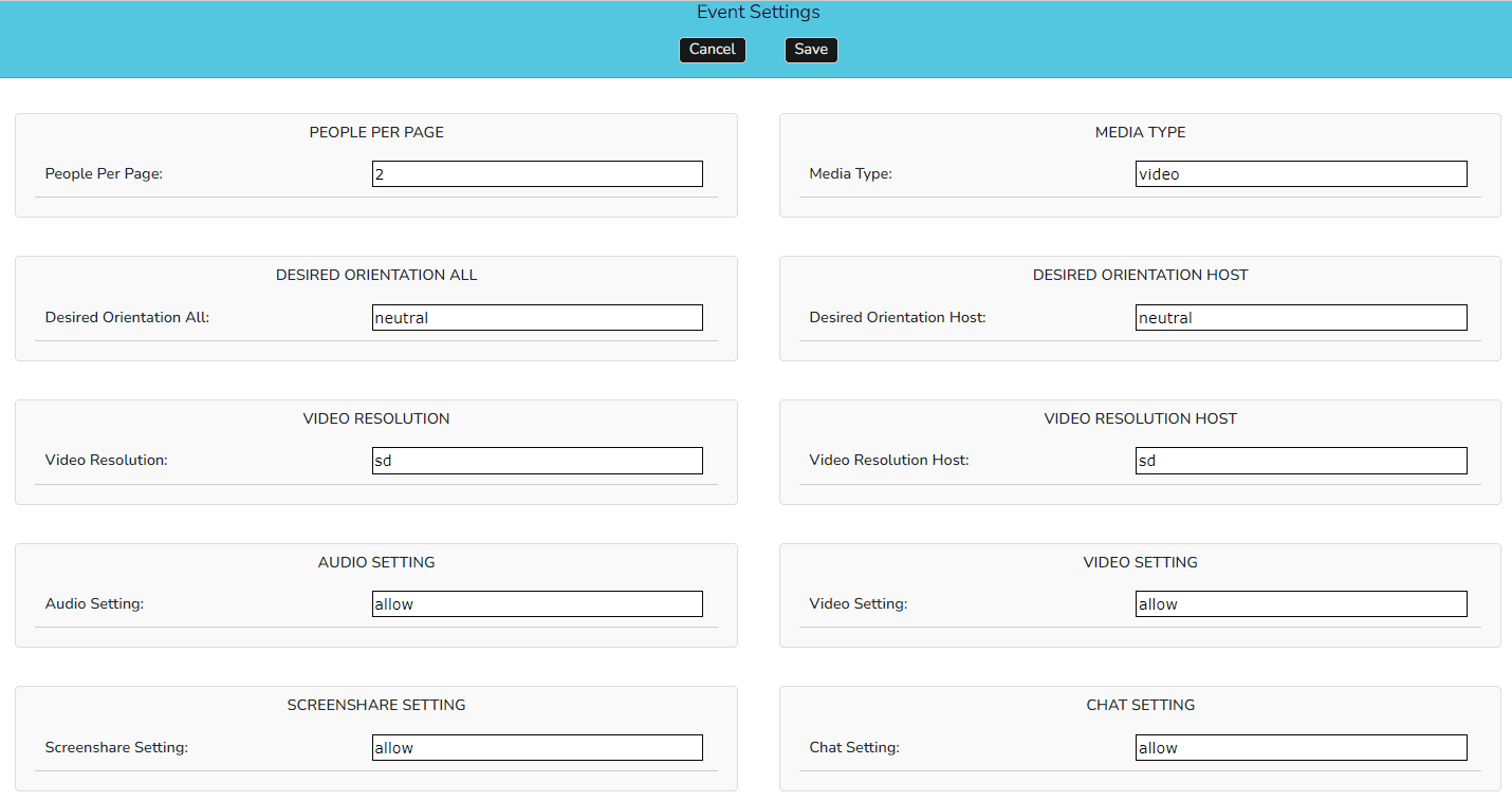 Event Settings Configuration