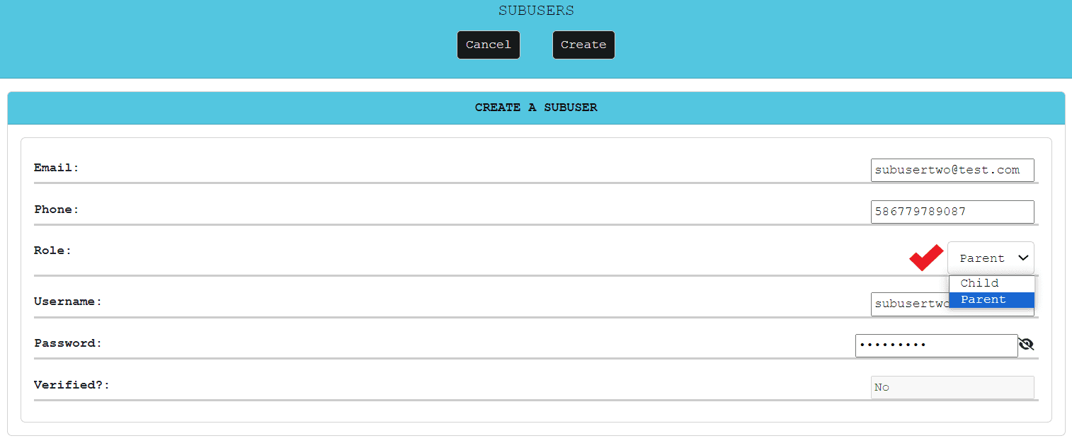 Sub-User Control and Management