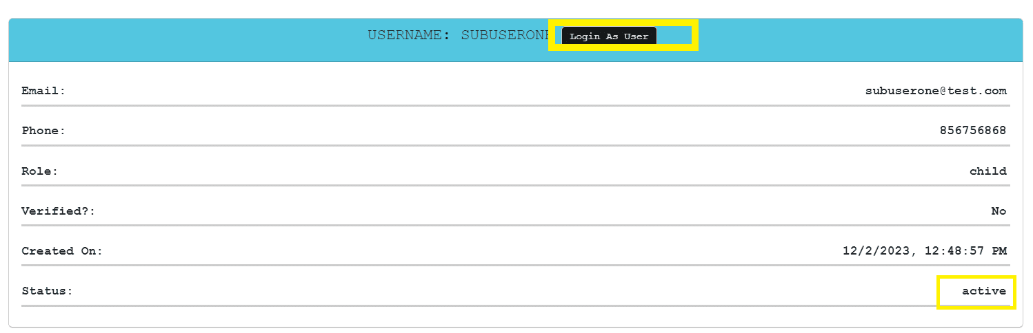 Sub-User Control and Management